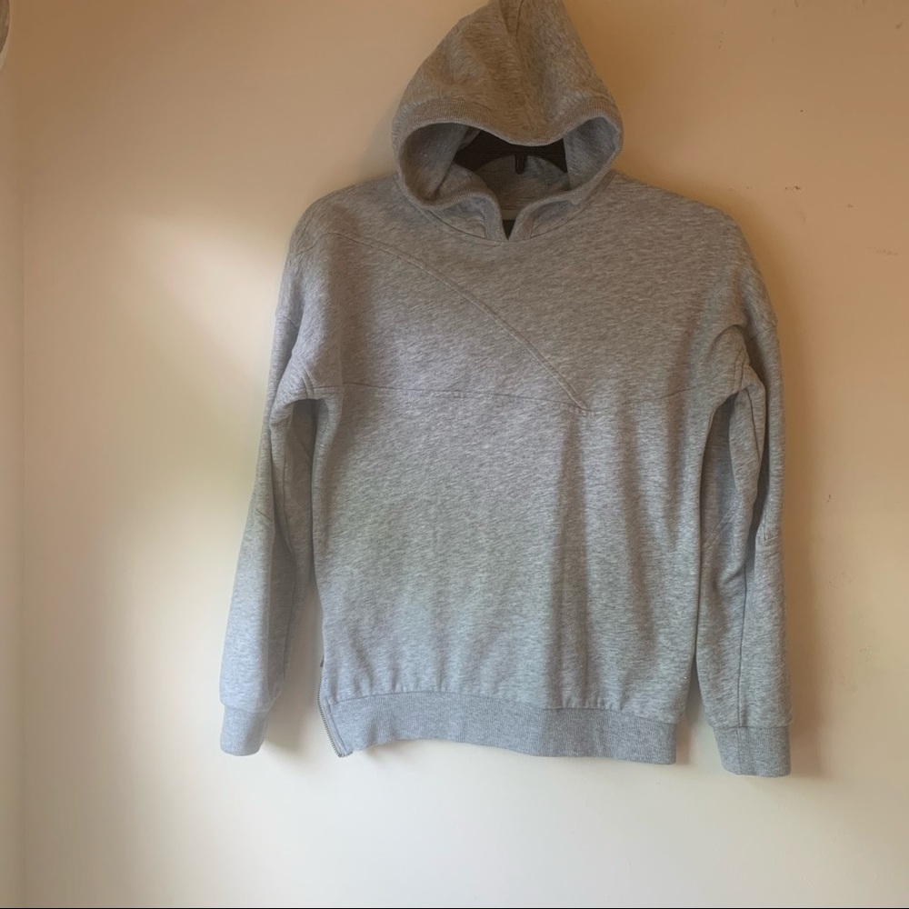 Boys Gray hooded pullover sweatshirt. Athletics